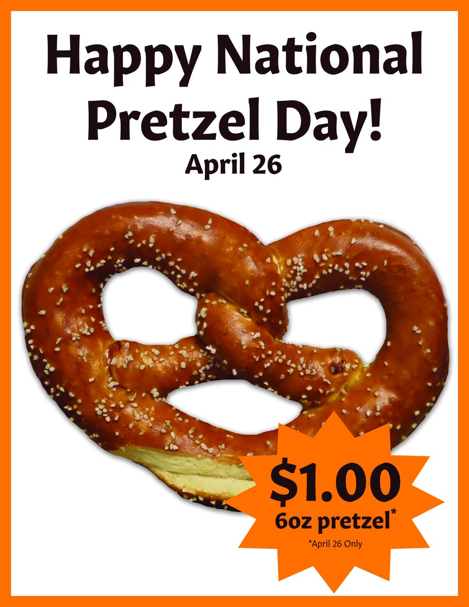 TODAY!!!!  CELEBRATE NATIONAL PRETZEL DAY WITH US!!!!