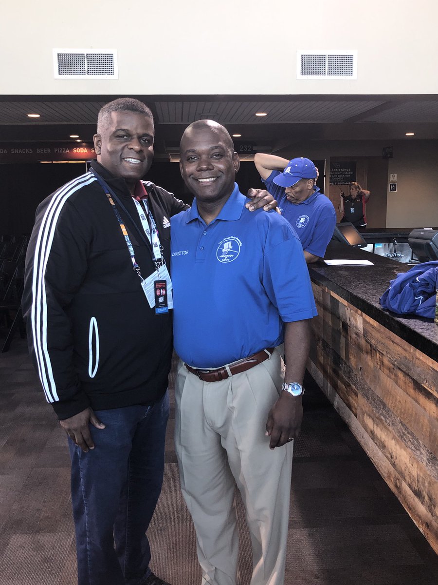 TSUedu's tweet photo. Tennessee State University Band Director Dr. Reginald McDonald and show producer, Antoine Lewis. 

AOB performs LIVE on ESPN’s First Take at 9am CST! #ExcellenceIsOurHabit #TeamTSU @AOBdrprof 🎞📸🎥 @tsuaristocrats @HBCUBuzz https://t.co/wfYLzumorN