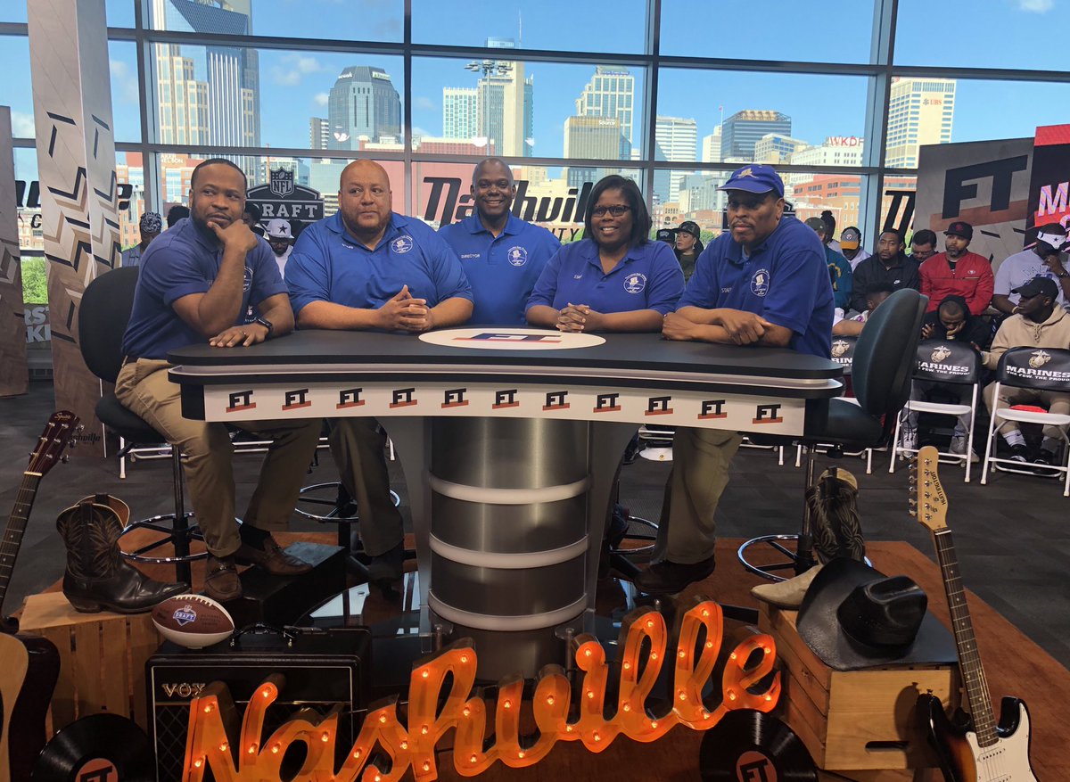 TSUedu's tweet photo. Tennessee State University Band Director Dr. Reginald McDonald and show producer, Antoine Lewis. 

AOB performs LIVE on ESPN’s First Take at 9am CST! #ExcellenceIsOurHabit #TeamTSU @AOBdrprof 🎞📸🎥 @tsuaristocrats @HBCUBuzz https://t.co/wfYLzumorN