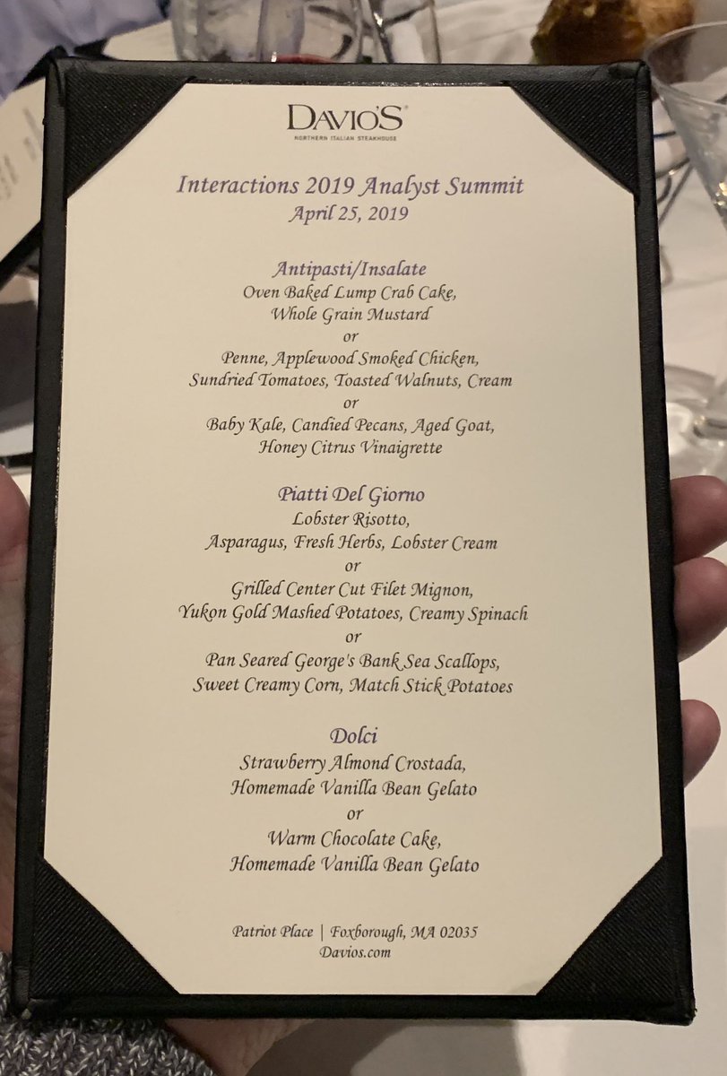 MarkSmithISG's tweet image. Thanks @ValerieBonaldo &amp;amp; @interactionsco team for great 1st  #InteractionsAnalystSummit you are putting human intelligence in AI &amp;amp; your passion to the perfection of the customer experience through interactions came through loud &amp;amp; clear. Congrats! Thanks for a great dinner too!
