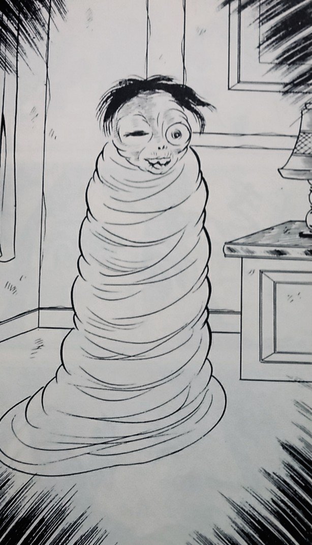 緑の五寸釘 古賀新一による怪奇漫画 いもむし 江戸川乱歩とは全く別物の人面瘡から始まる物語 イモムシは恨みの権化だ シジミの妖怪が登場する併録もあり 二日酔いのお供だと思ったら大間違いだ シジミを恐れよ ホラー漫画