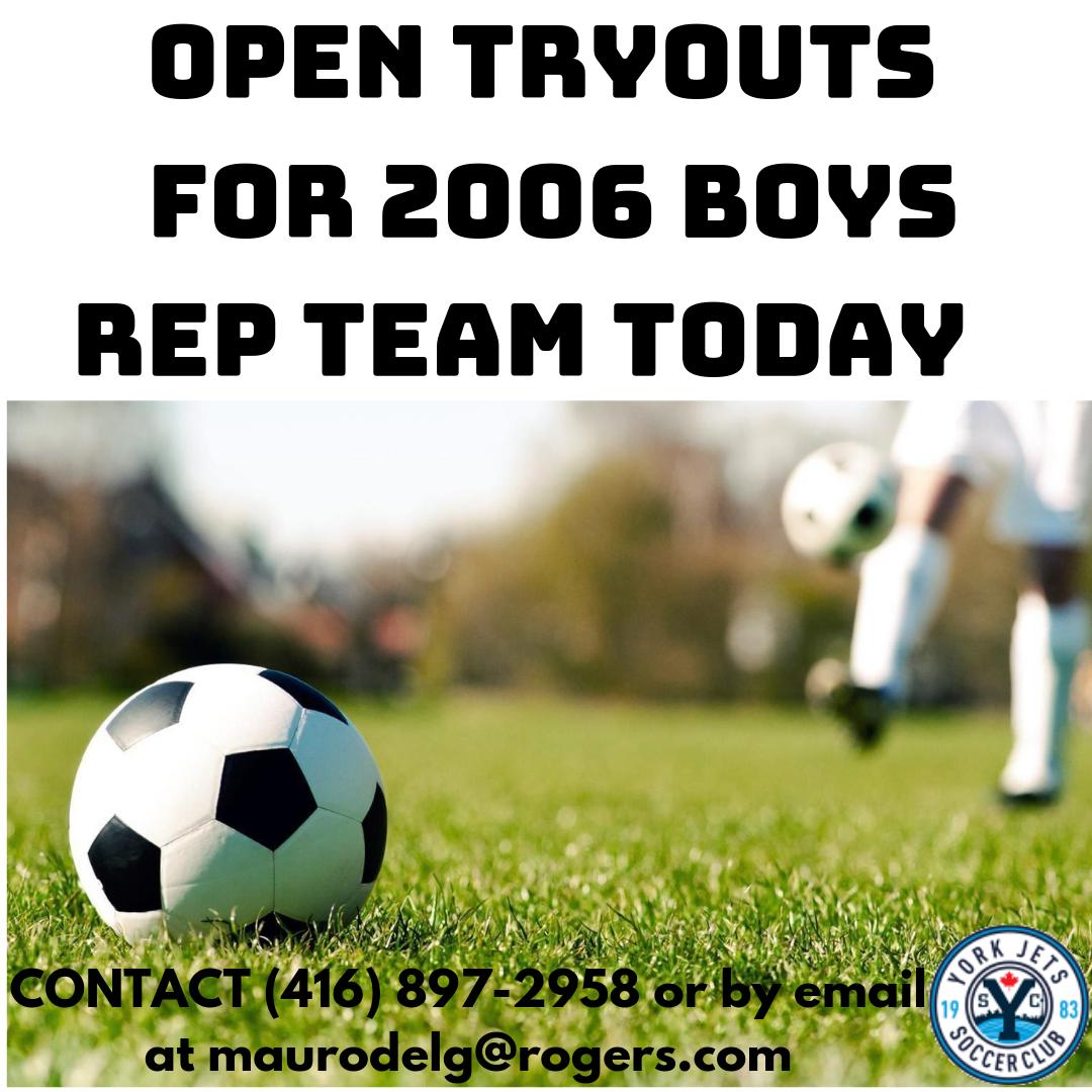 #Soccer #Tryouts #today , 7-9 PM
Under 13 boys rep team
Contact at (416) 897-2958 or by email at maurodelg@rogers.com
<a href="/inebriatti/">Inebriatti</a> @original109
#soccer #YorkJetsSC #YorkJetsSoccerClub #YJSC #TorontoSoccer  #CanadaSports #yorkregion #osa #Highpark #Junction #Northyork  #houseleugue