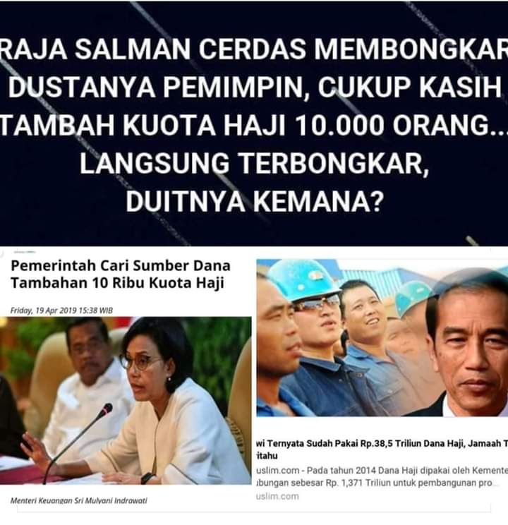 CadarMerah26's tweet photo. Yang tempo hari mbanggain umroh masuk Ka'bah dan diterima Raja Salman mana ya? #QuotaHaji #OrangLicikBerlagakBaik dikalahkan orang cerdik. Eh malah bikin tagar #01JokowiAminSudahMenang https://t.co/OVKO6qJ03v