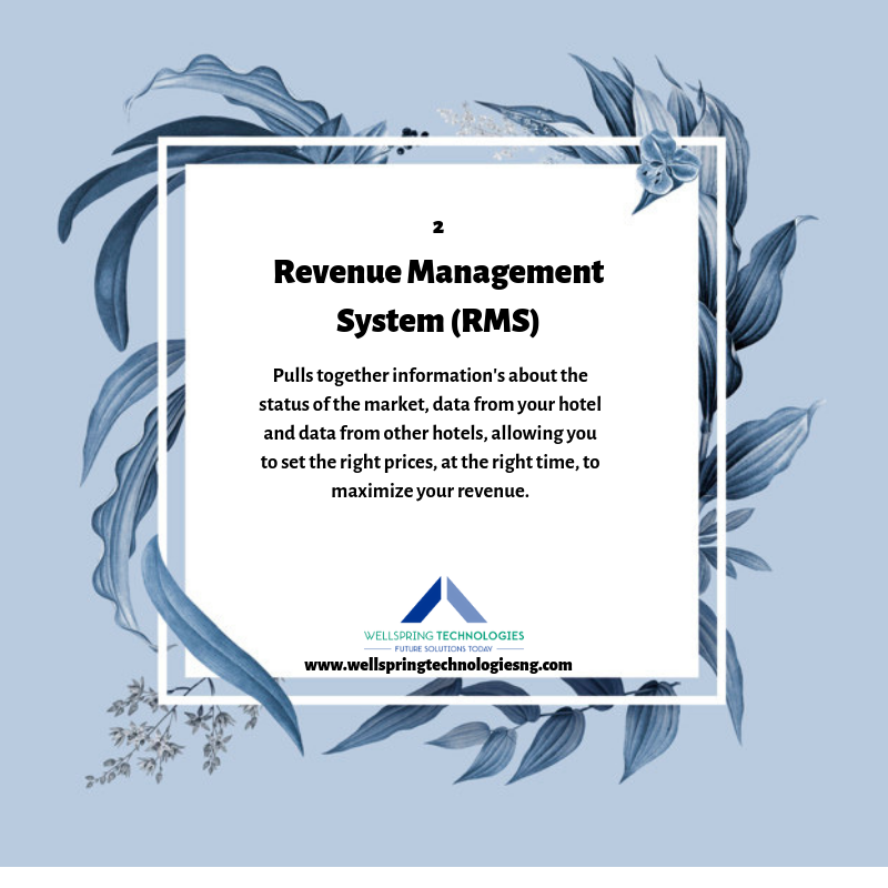 WellspringN's tweet photo. 2. Revenue Management System (RMS)

 #wellspringtechnologiesng #hospitalityindustry  #Hotels #Hoteloperation  #hotelmanagement #hotelindustry  #hotelsoftware #HotelTech  #ezeetechnosys #eZee #eZeeTech  #lekki #lagos #Nigeria https://t.co/p4vmYsYKS7