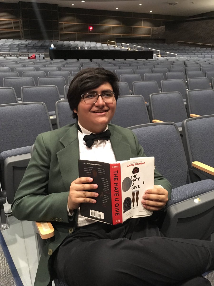 Caught reading while taking a break from the hard work of play rehearsal. Keep up the good work! 👏🏼