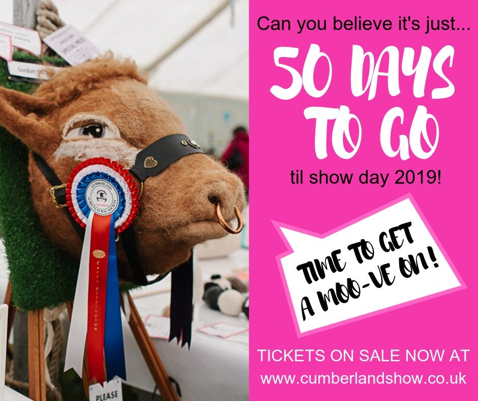 **ONLY 50 DAYS TO GO** Calling all traders, competitors &amp; visitors - it's time to get a 'moo-ve on' with show day plans! Today is the LAST day to get your trade stand space booked so if it's been on your  'TO DO' list put it on your 'TODAY' list and don't miss out!