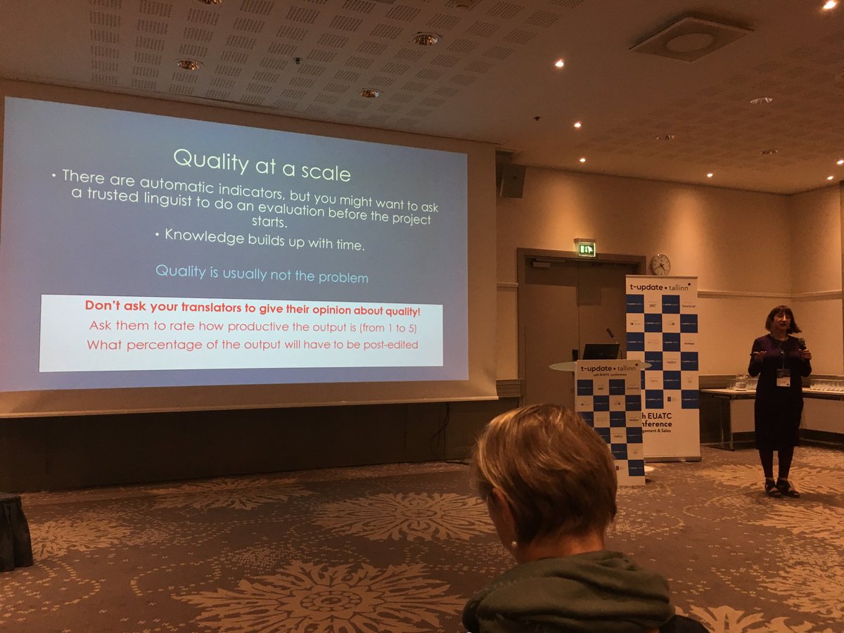 content_quo's tweet photo. @LauraCasanellas: never ask your #translators to give opinions about #MT #quality! Instead, ask which segments can be post-edited and which must be re-translated — much more objective that way #Tupdate19 https://t.co/7ztgNuJvib