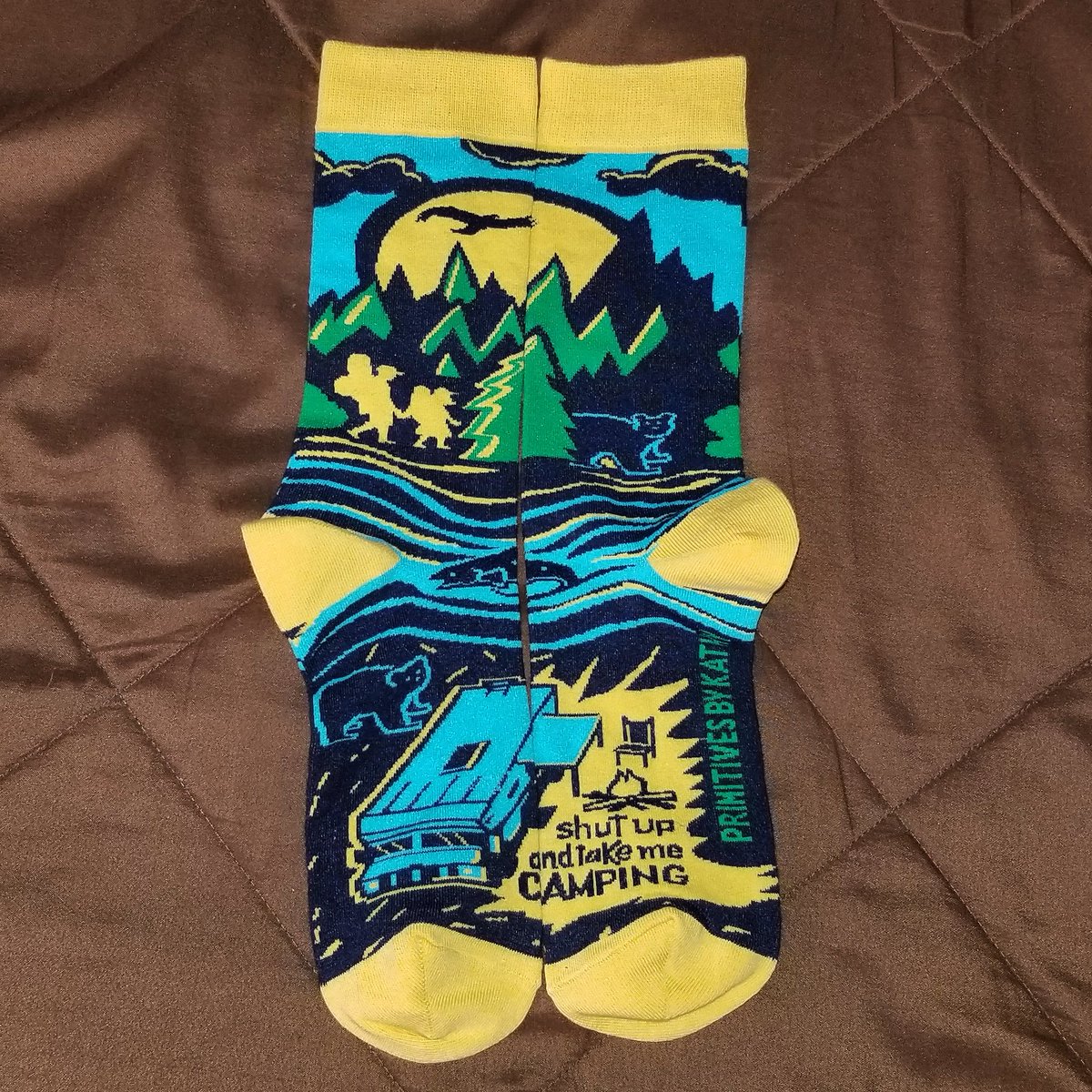 Sock of the Week: Shut Up And Take Me Camping! #Camping #Backpacking #Hiking #Campfire #FancyFootwearFriday #SockOfTheWeek #PrimitivesByKathy #Socks #CummingGA #ForsythCountyGA #MyCummingNews #WhereAtlantaSpeaks #MetroAtlanta #ATL #Atlanta #11Alive @11AliveNews