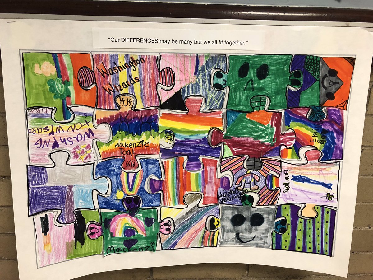April Acceptance! Washington School spent the month of April learning that “Our DIFFERENCES may be many but we all fit together”. Projects featured from 2R, 1J, 5C, 3P. Many activities were done throughout the month of April with all our students.