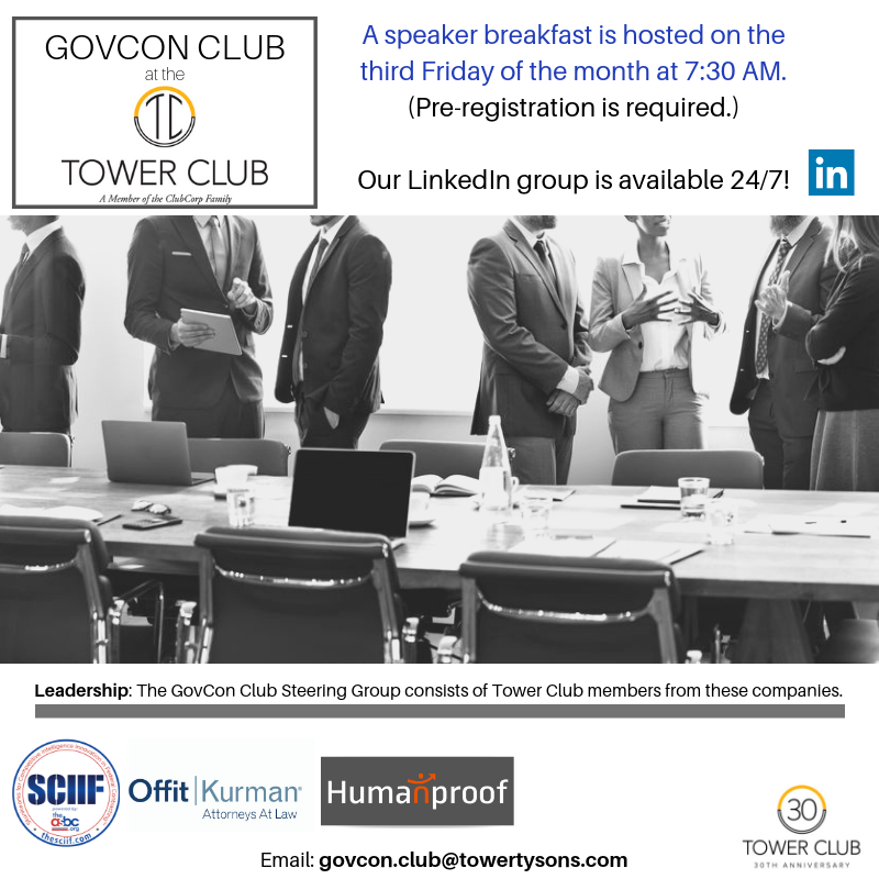 GovCon Club at Tower Club Tysons govconchannel.com/2019/04/26/gov…