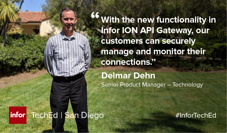 Infor's tweet photo. At #InforTechEd San Diego, Delmar Dehn gave attendees a preview into the new #InforOS and #CloudSuiteFinancials &amp; Supply Management functionality and features rolling out soon. #InforEducation https://t.co/9XFqSM92Tm