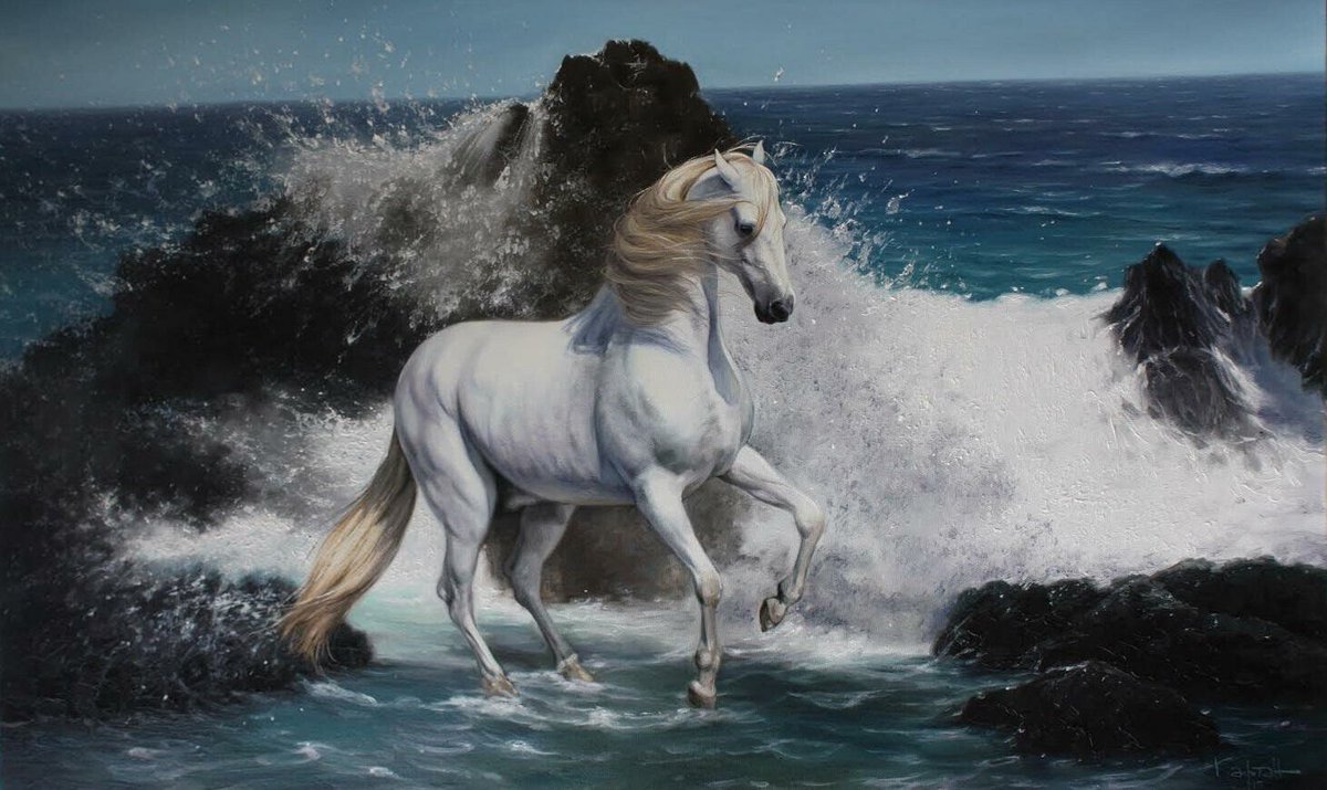Human__Brother's tweet photo. White horse oil painting.
Artist Nicholas Kaftan. 27,5 x 43,3 inches (70 х 110 sm.)
Materials: Canvas, Oil paint, Varnish.

You can v... https://t.co/mVS6cnuYgp
