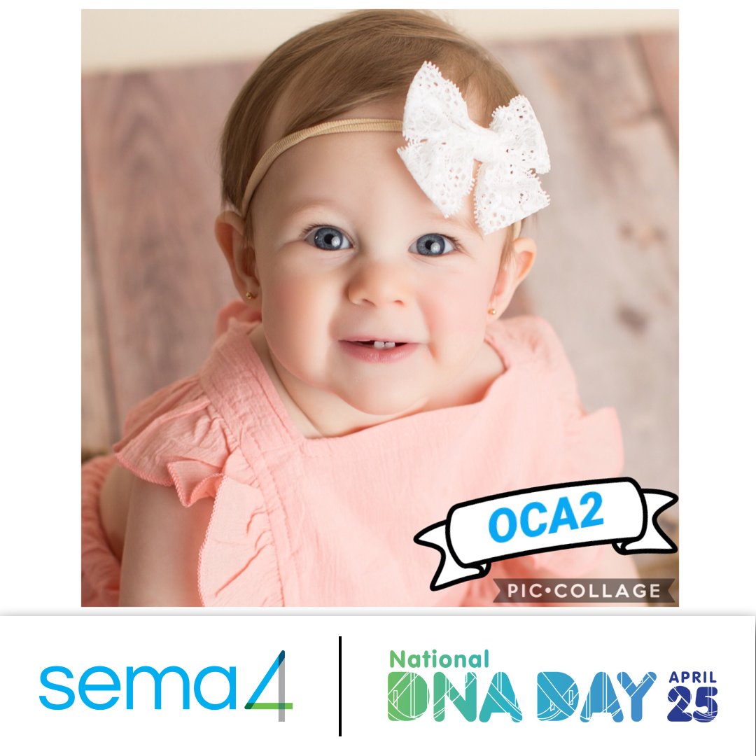 sema4's tweet photo. “OCA2 is my #FavoriteGene because it’s the gene responsible for my daughter’s beautiful baby blues!” - Ashley, Sales Operation Manager #DNADay19 #dnaday2019 #DNADay https://t.co/FBa4M2bP0J