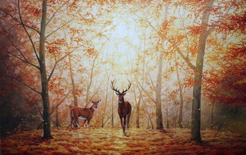 Human__Brother's tweet photo. Deers in Autumn forest oil painting, 
Artist Nicholas Kaftan. 24 x 40 inches (60 х 100 sm.)
Materials: Canvas, Oil paint, Varnish.

Y... https://t.co/NkIbukErg9
