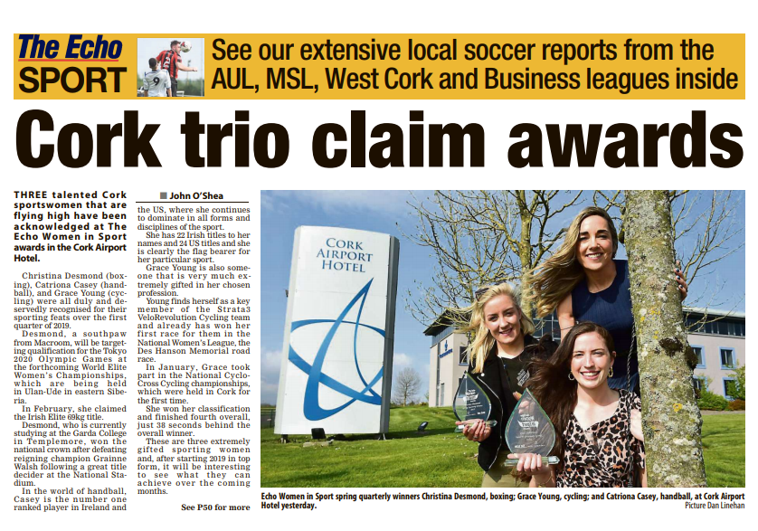 We were delighted to host the inaugural The <a href="/echolivecork/">EchoLive.ie</a> Women in Sport Awards on Wednesday 24th of April here at Cork Airport Hotel. <a href="/TrigonHotels/">Trigon Hotels</a>, <a href="/DiarmuidVaughan/">Diarmuid Vaughan</a>, <a href="/RayKelleherCork/">Ray Kelleher</a>, @Mansi75, @goneill07. #wearetrigon #echowomeninsportawards2019
