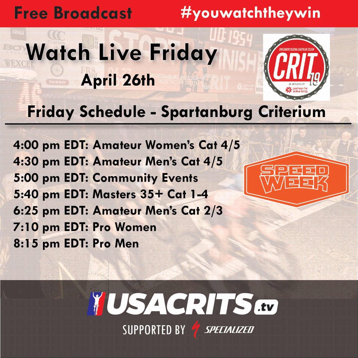 CCBcycling's tweet photo. Watch us race live TONIGHT in Spartanburg SC, and this one is outside the paywall folks! Tune in and watch Rachel, Emma, Kate, Lisa, and Hayley speed around the corners of this course! #speedweek #fastestnight https://t.co/rjJ9Lp6dwh