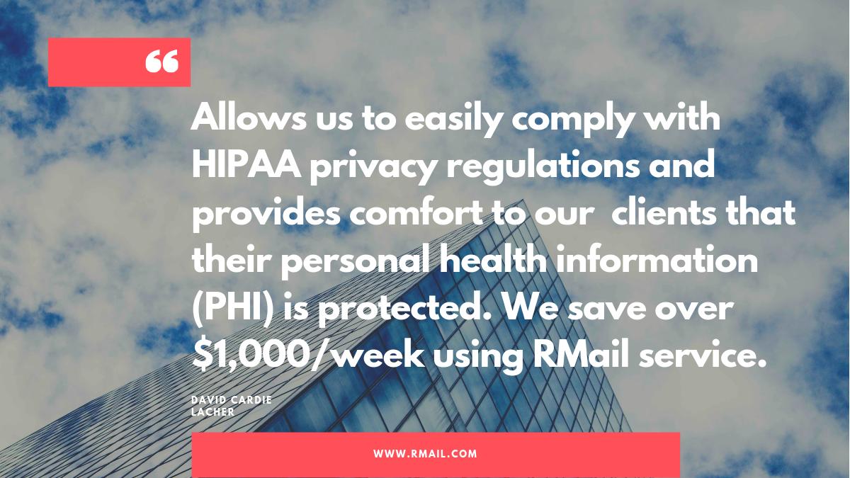 RMail's email encrytion protects your clients' data and allows you to comply with #privacy regulations.

➡️rmail.com/free-trial/

#registeredemail #HIPAA #emailencryption #compliance #emailsecurity #PHI #emailtracking #certifiedemail#RMail