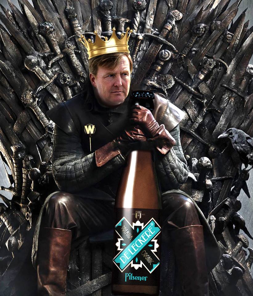 DeLeckere's tweet photo. Proost op Willem Alexander, koning der Nederlanden, heerser van de twaalf provinciën, eerste in zijn naam, leider der Nederlanders, beschermer des Vaderlands en liefhebber der Leckere Bieren!

#deleckere #koningsdag #gameofthrones https://t.co/UOCmhuE0av