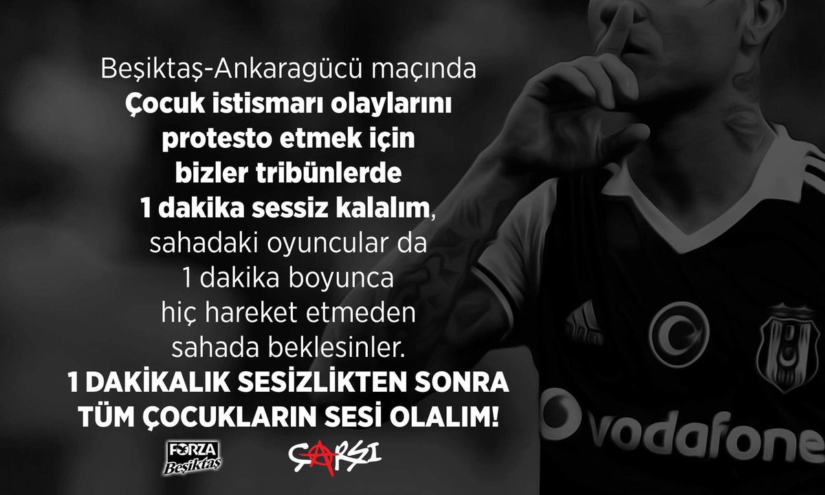 forzabesiktas's tweet photo. ÇOCUK İSTİSMARINA DİKKAT ÇEKMEK İÇİN
1 DAKİKALIĞINA SESSİZL��K. https://t.co/QOlFqxFkVO