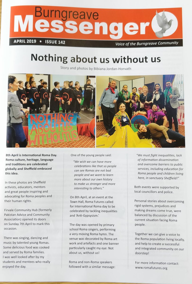 romafutures's tweet photo. Lovely front page for International Roma Day @theBMessenger Thanks to @ConsultSlovak for writing this, @SheffCouncil @TereziaRostas and @PitsAdventures for all the wonderful support. 
@mark4burngreave @DouglasJSheff https://t.co/7obLceDJsJ