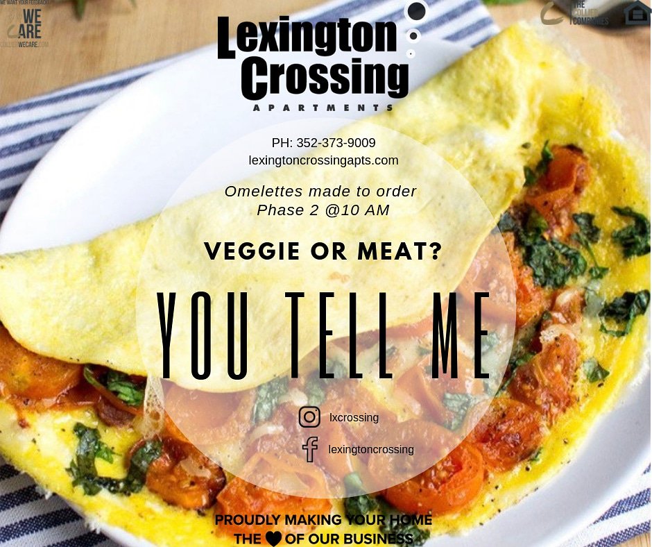 LXCrossing's tweet photo. Come join us for Omelets this morning in phase 2 clubhouse! https://t.co/zlRdUJf92k