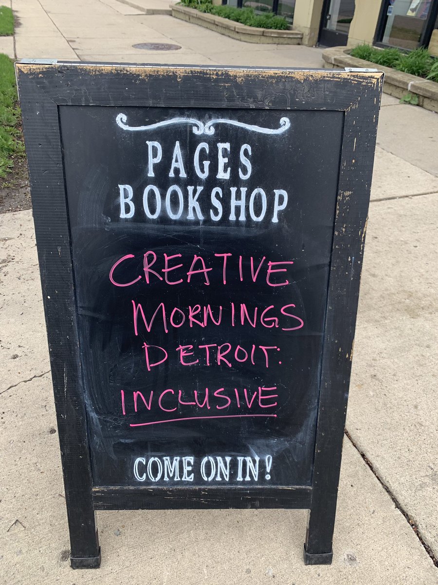 Detroitpworg's tweet photo. Just left Creative Mornings at Pages Bookshop in #Detroit! We updated staff on our Mini-Grants. Pages wants local writers to approach them for readings at their venue! Great space on Grand River & Evergreen https://t.co/VTtBlncHD8