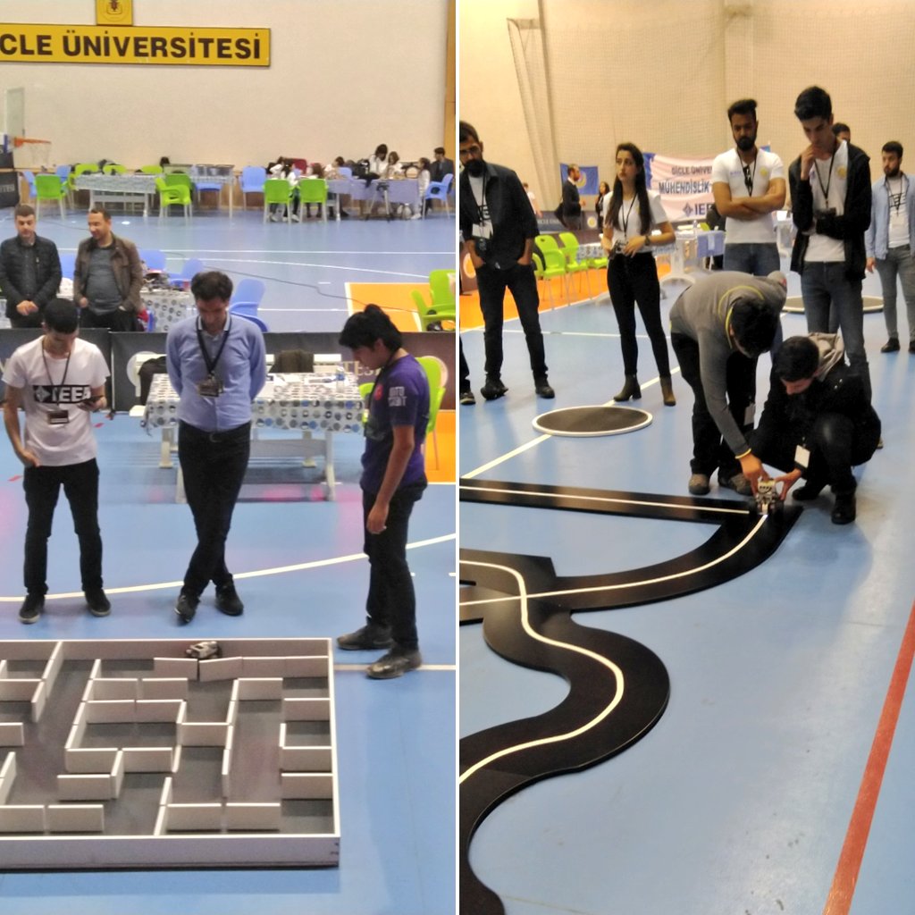 Dicle Üniversitesi IEEE öğrenci kolunun düzenlediği Uluslararası 2. El-Cezeri Robot Yarışmasında takımlarımız Çizgi İzleyen Robot ve Labirent Çözen Robot kategorilerinde 1.lik ödülleri aldı. Takımlarımızı tebrik ederiz.