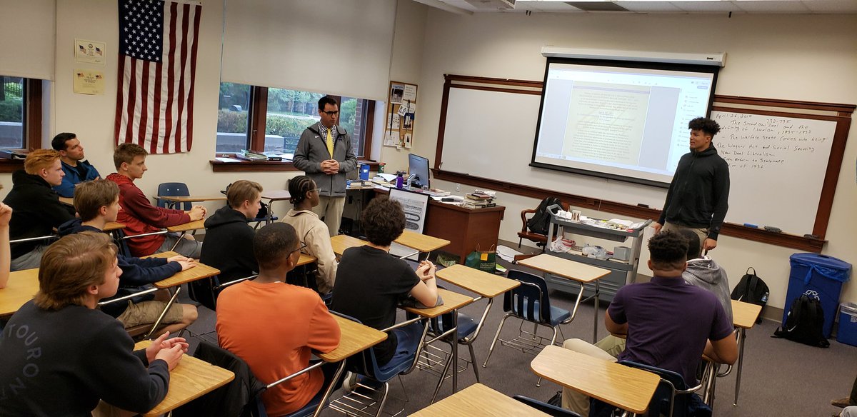 MrRVCombsJr's tweet photo. @eldvt and his students at @GonzagaGoodNews sharing their research on slavery and their school's history with my students from @NicholsSchool. @Gilder_Lehrman Summer Seminar teachers building networks and bringing students together in the study of American history. https://t.co/nqyQfj28ol