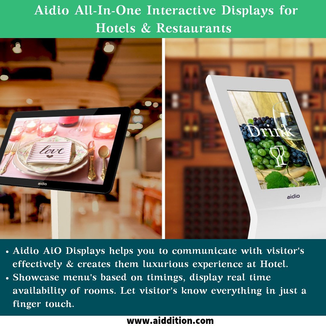 aidio_india's tweet photo. Aidio All-In-One Interactive Displays for Hotels & Restaurants! https://t.co/Zaib5ifH1z
#aidio #allinoneinteractivedisplay #smart #interactive #touchscreen #display #hotel #restaurant #hospitality #digitalsignage #interactivesignage https://t.co/DlROq38NRD