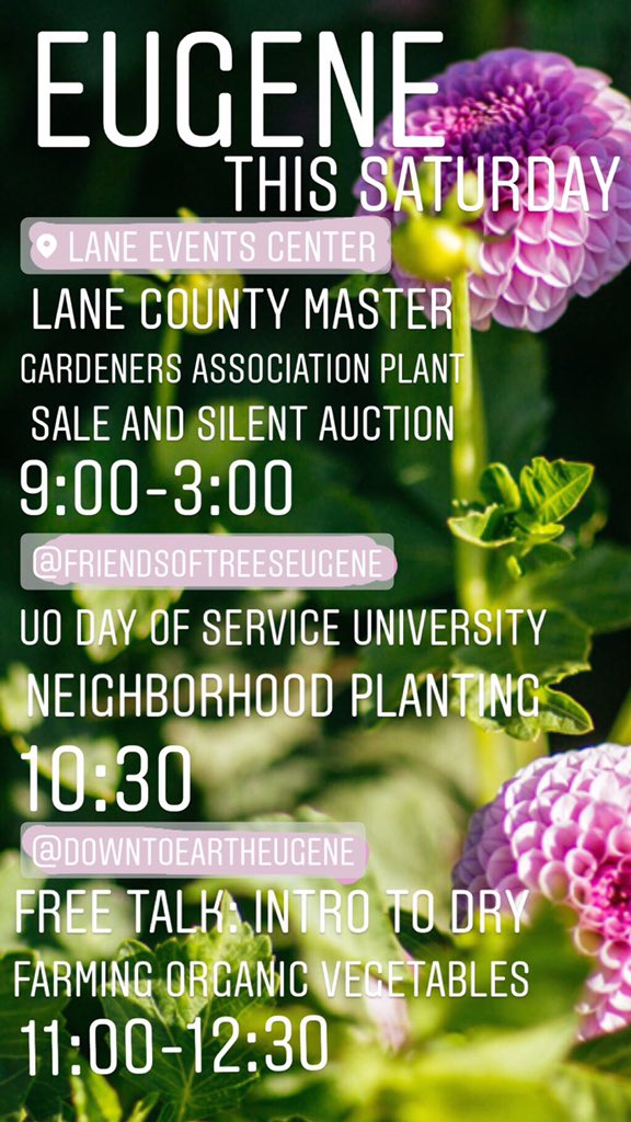 RexiusLandscape's tweet image. Green happenings in Eugene this Saturday!