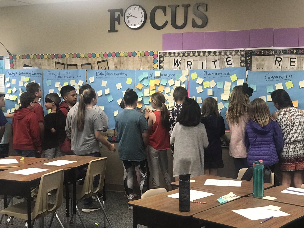 mrsmayfield4th's tweet photo. Expert groups coming up with skits, dances, chants, or songs to sum up their designated unit from our Math Tour of Knowledge! @lead4ward #relevantreview @ReevesHinger https://t.co/d9oyDO0iaD
