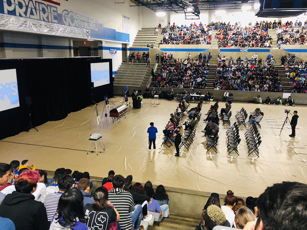 Survivor, author, &amp; motivational speaker <a href="/TysonDever/">Tyson Dever</a> shares his story with Gophers about how a distracted driving accident changed the course of his life. #ShatteredDreams <a href="/grandprairieisd/">Grand Prairie ISD</a> <a href="/gopher_media/">Gopher Student Media</a> <a href="/GO_4NEWS/">GO_4NEWS</a> <a href="/GPHSCounseling/">GPHS Counseling</a> @GPHSPhoto