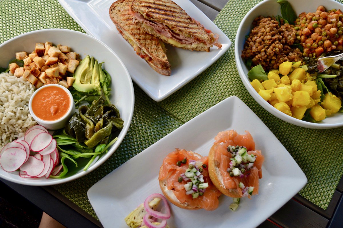 Looking for healthy eats close to the <a href="/jazzfest/">New Orleans JazzFest</a>? Stop by before the fest for choices that will please the whole family - salads, grain bowls, sandwiches and more! Full menu: bit.ly/2QhjzCL #cafenoma #jazzfest50