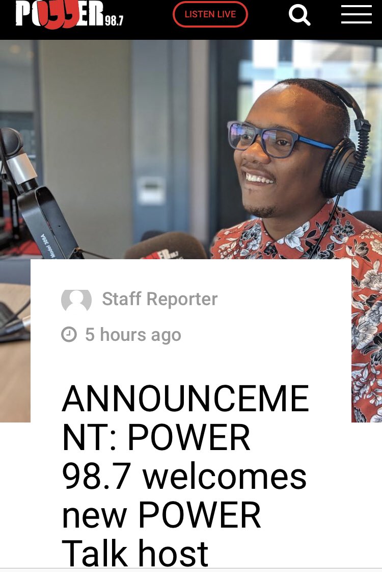 This is actually happening 🙈... I get to live my dream. Since I started as a journalist in 2008 at Kasie FM, my dream was to have my own Talk Show.

The journey has been LONG but every company I joined contributed to what I have become. 

Thank You for all the support #POWERTalk