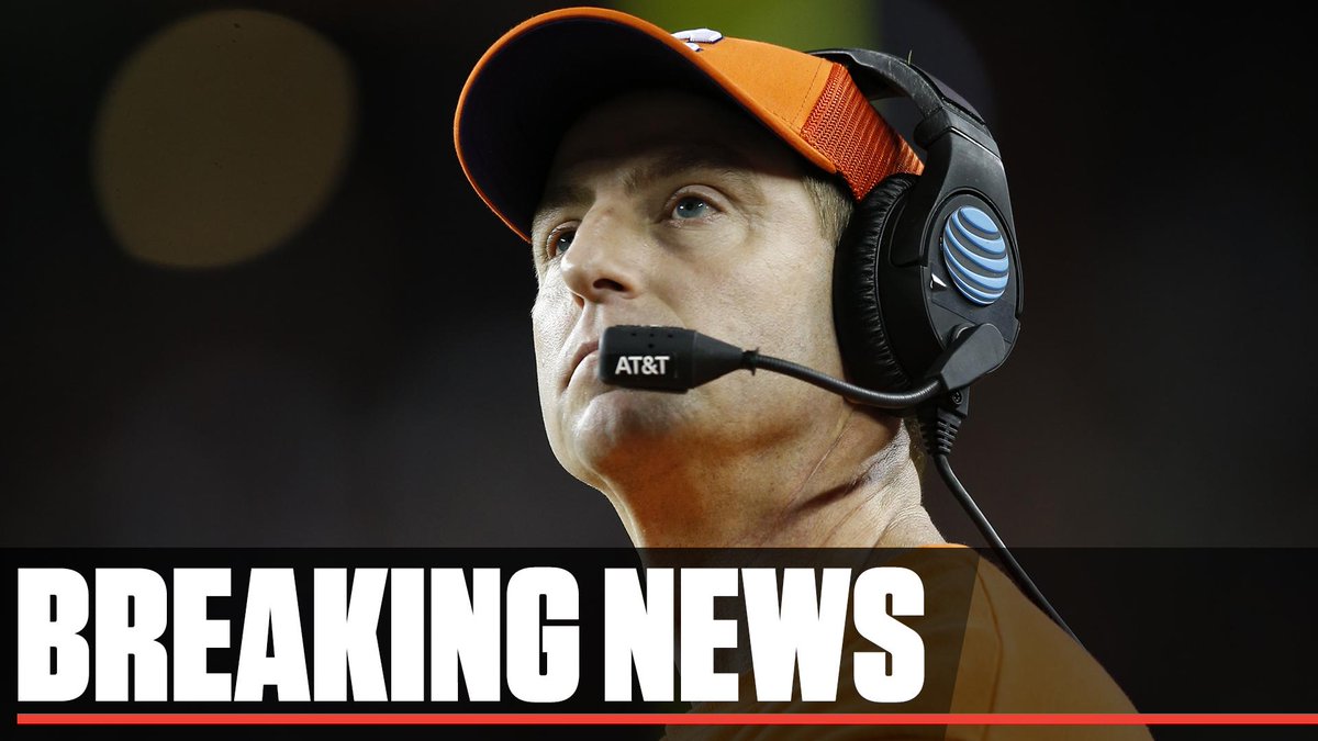 SportsCenter's tweet image. Breaking: Clemson has rewarded coach Dabo Swinney for leading the Tigers to two national titles in the past three seasons, announcing that they have agreed to a 10-year, $93 million contract.