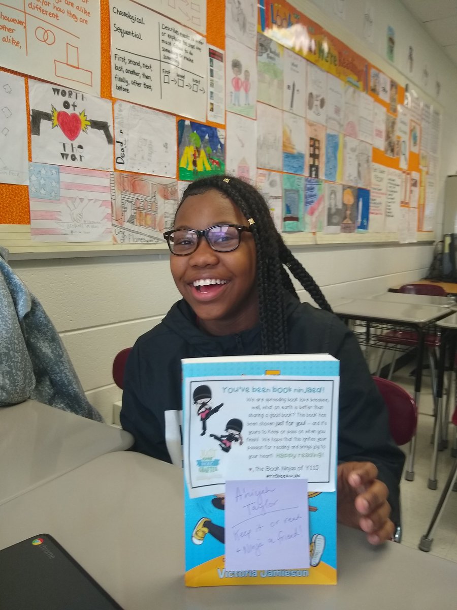 I was so happy to see a smiling face when a YMS student was book ninjaed today! #Y115BookNinjas
