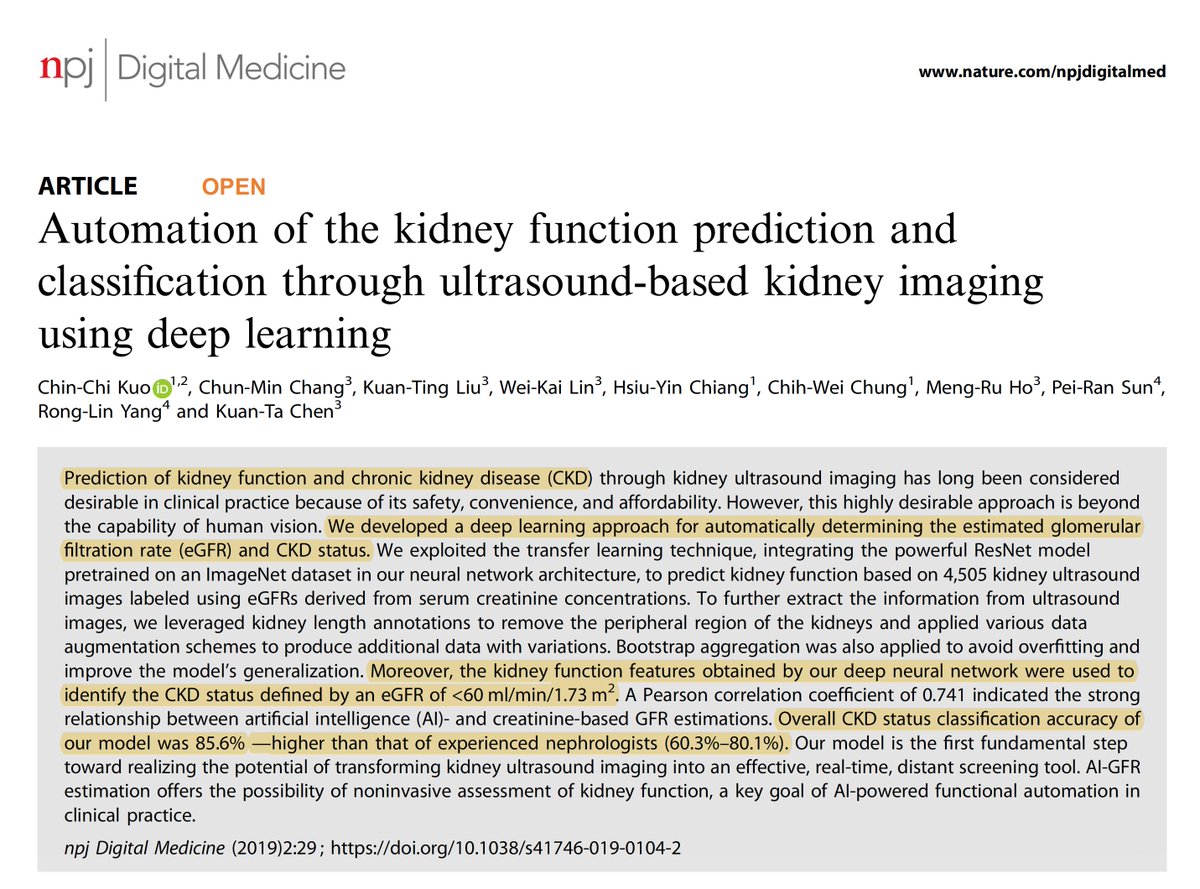 EricTopol's tweet photo. Predicting the trajectory of kidney function is challenging, but now #deeplearning #AI is showing its strength relative to nephrologists https://t.co/tGcWIirc1Z @Nature_NPJ Digital Medicine @nresearchnews #openaccess https://t.co/xOKMTRPdBa