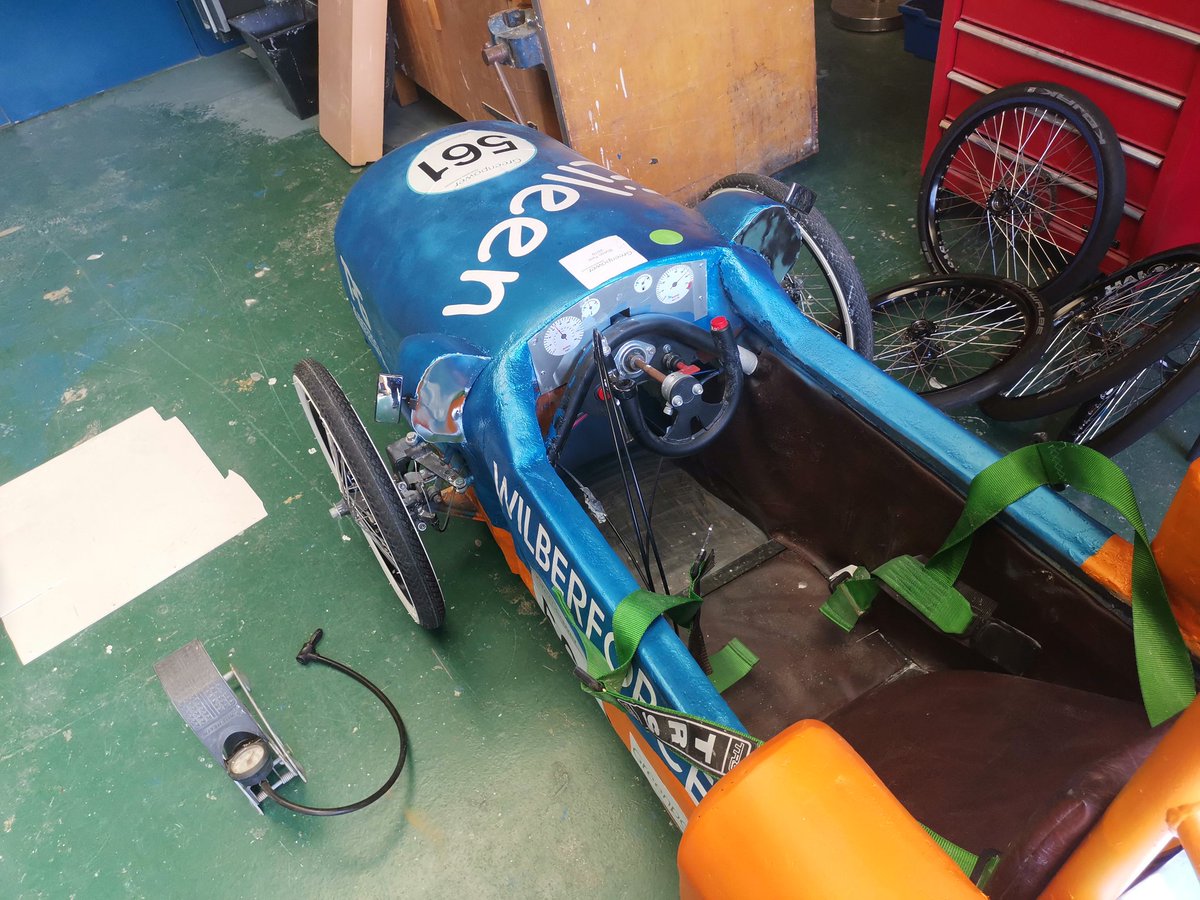 We also made an aluminium cover plate for the back of the car to cover the batteries. The car has been dusted down and had some more stickers applied showing our twitter name.