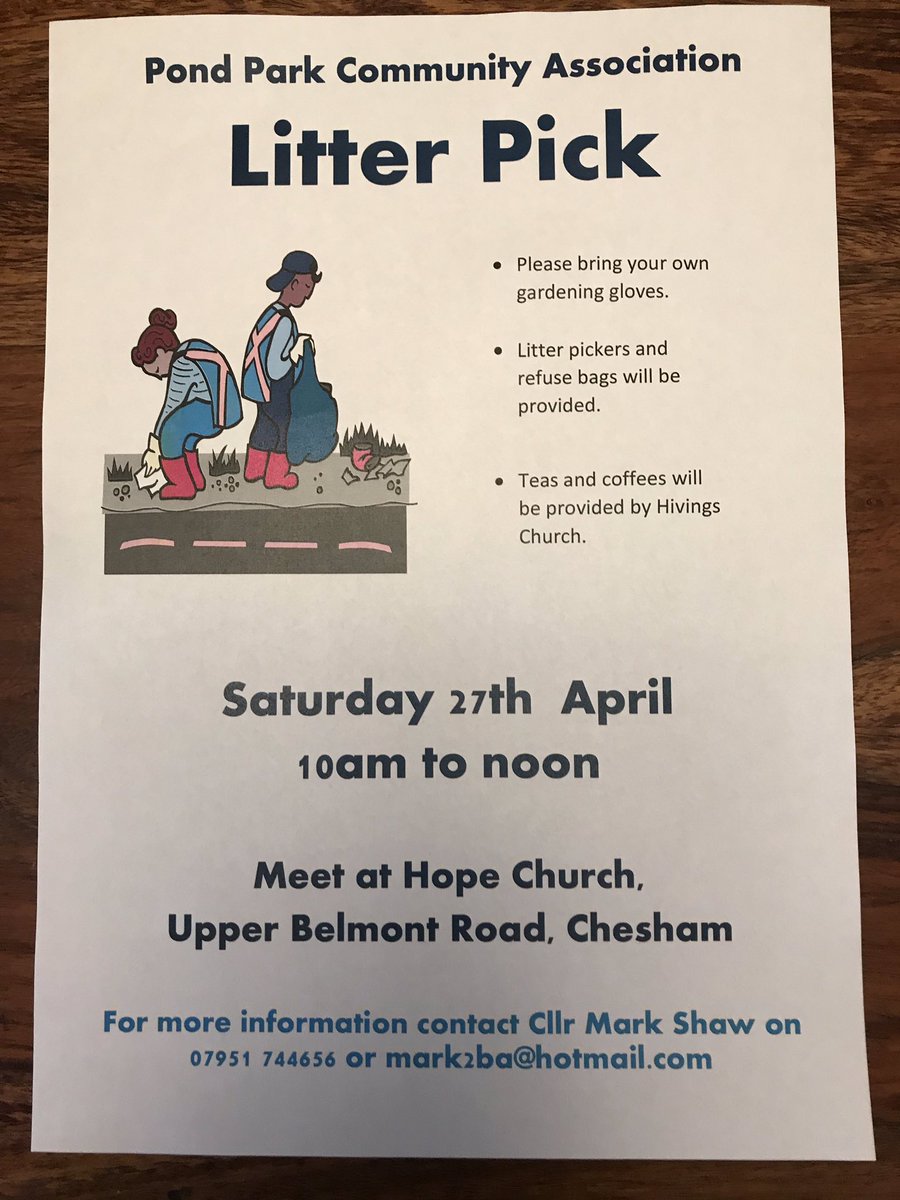 Come along and help with our Pond Park Community Clear tomorrow from 10am