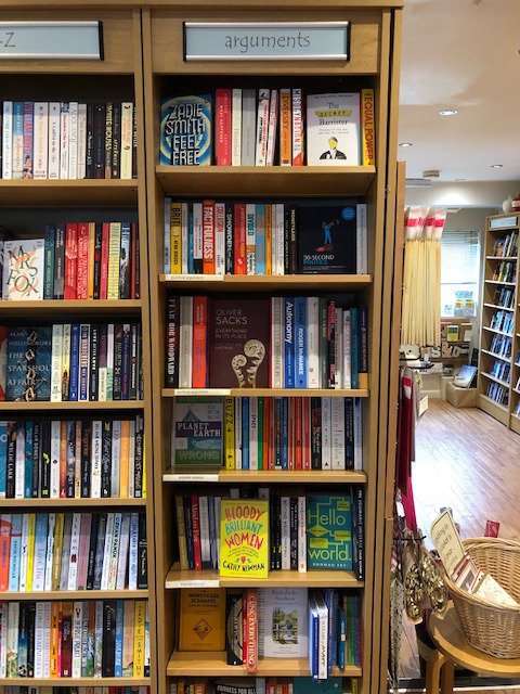 JackieCarter's tweet photo. It's great to see @FryRsquared's #helloworld and @olarosling's &amp; @annagapminder's @factfulness under a section titled 'Arguments' in our local bookshop #simplybooks #data #facts #criticalthinking #qstep https://t.co/32lYoOgF35