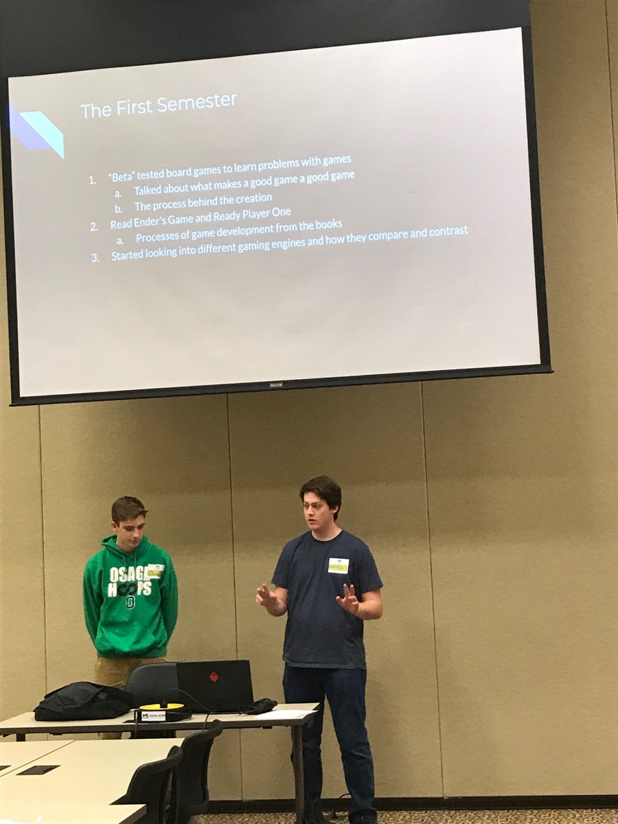 chris_kyhl's tweet photo. super proud of our students that are presenting today at the CRAEA Student Tech Conference. Thanks to Mrs. Molitor for the pictures! #craeastutech #gamedesign #stuchoice https://t.co/d0T1PbhVxG