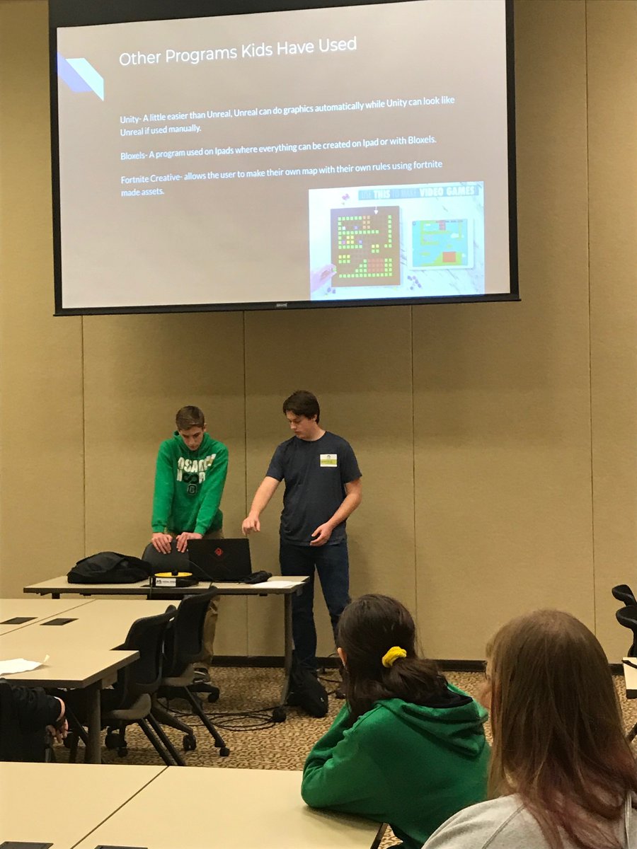 chris_kyhl's tweet photo. super proud of our students that are presenting today at the CRAEA Student Tech Conference. Thanks to Mrs. Molitor for the pictures! #craeastutech #gamedesign #stuchoice https://t.co/d0T1PbhVxG