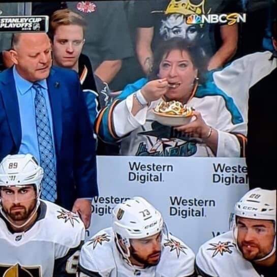 scottisbell_'s tweet photo. This lady is still the MVP of the @StanleyCup playoffs! 😂 https://t.co/ST9Gt0wbyy