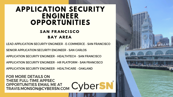TravisM_CyberSN's tweet image. Application Security Opportunities throughout the Bay Area. They are all FTE opportunities and we are working directly with each of the hiring managers on strategically building out their teams.

DM me or email me at travis.monson@cybersn.com

#appsec #cybersnjobs #cyberjobs