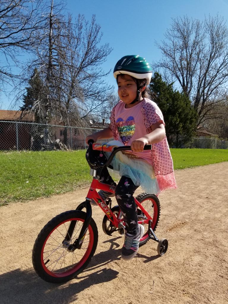 First graders riding the new bikes!