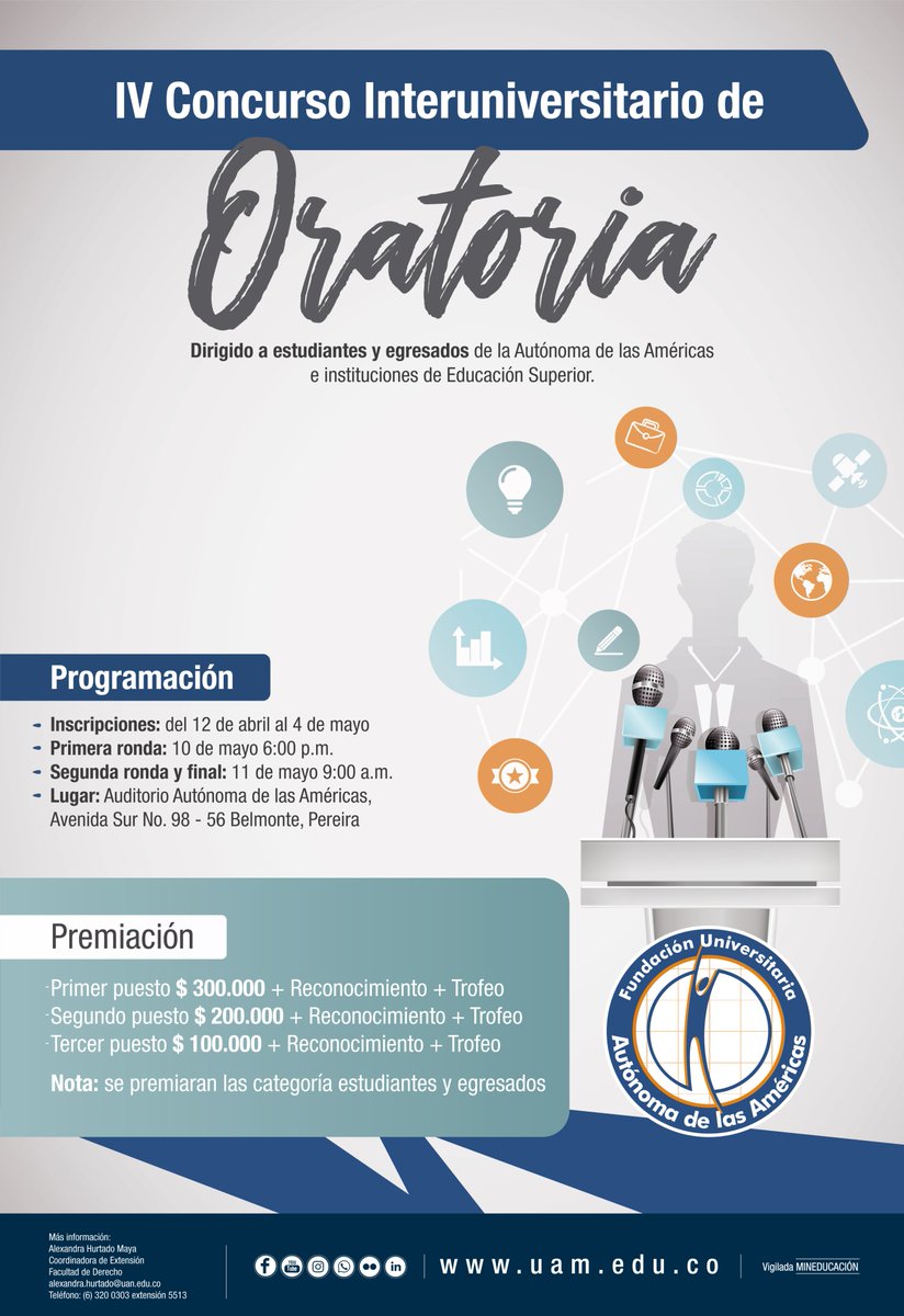 fandresvm's tweet photo. Dirigido a estudiantes y egresados de todos los programas de la Autónoma de las Américas y de las distintas Instituciones de Educación Superior.  Inscríbete Aquí>> https://t.co/4u9sPwUcIV https://t.co/5JMT1uxUrp