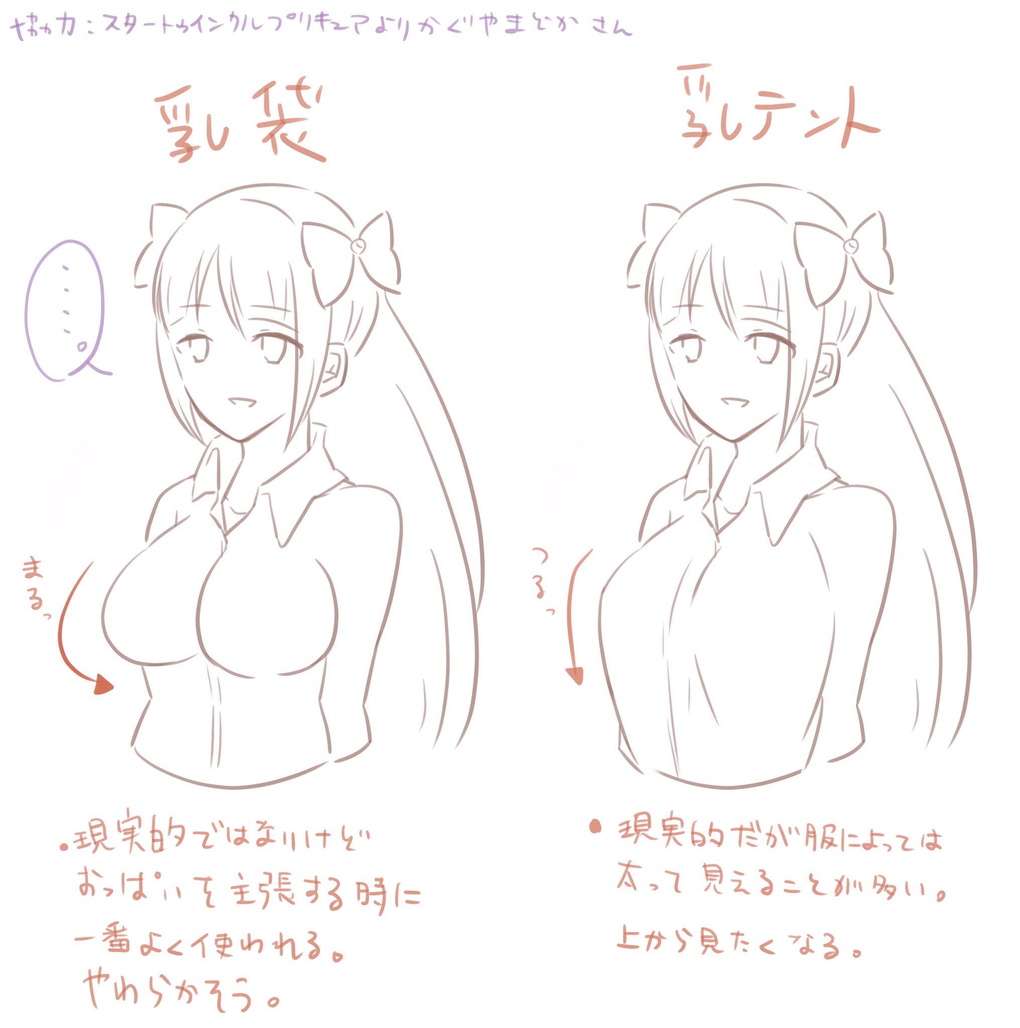 セロリ on X: 乳袋と乳テントの違い (協力:スタプリより香久矢まどかさん) t.coTjI8xg4NKX  X