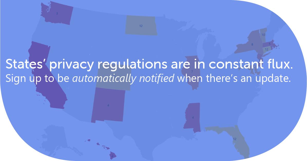 Check out our U.S. #privacy regulation status update, with easy-to-decipher maps, database, and full narratives hubs.ly/H0hwx0R0 #dataprivacy #compliance #CCPA