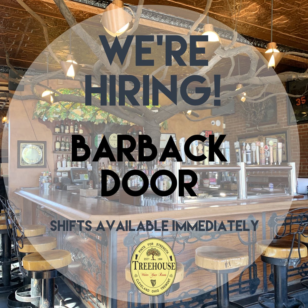 treehouseCLE's tweet image. Join the Treehouse family! We’re hiring for Barback/Door. DM us or send us an email. Link in bio.