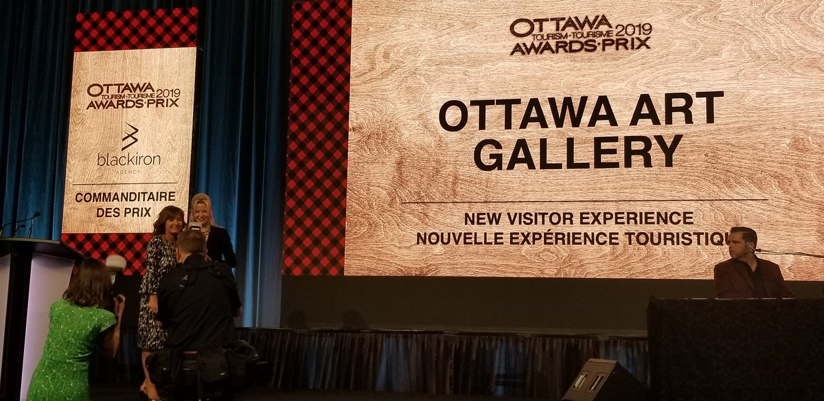 MathieuFleury's tweet photo. Congrats to @OttawaArtG on winning the New Visitor Experience at #OTawards @Ottawa_Tourism a must see spot for locals and tourists alike. Local visual artists showcasing their talent in this worldclass art space! @mcroc @OAGDirector #LoveOtt https://t.co/XoRorGOfXu